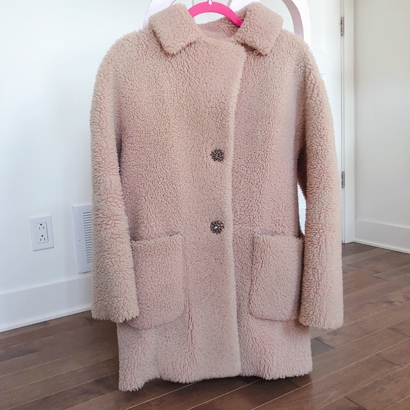 Kate Spade sheep fluffy pink pastel coat crystals - Picture 4 of 8